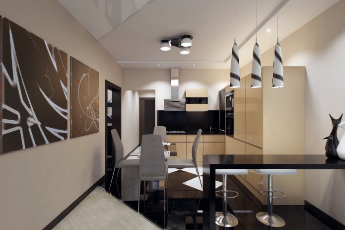 Дизайн интерьера кухни в трехкомнатной квартире