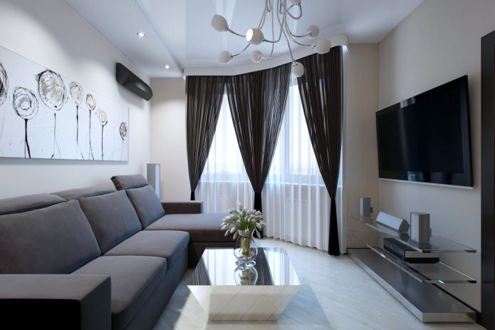Дизайн интерьера гостиной в трехкомнатной квартире