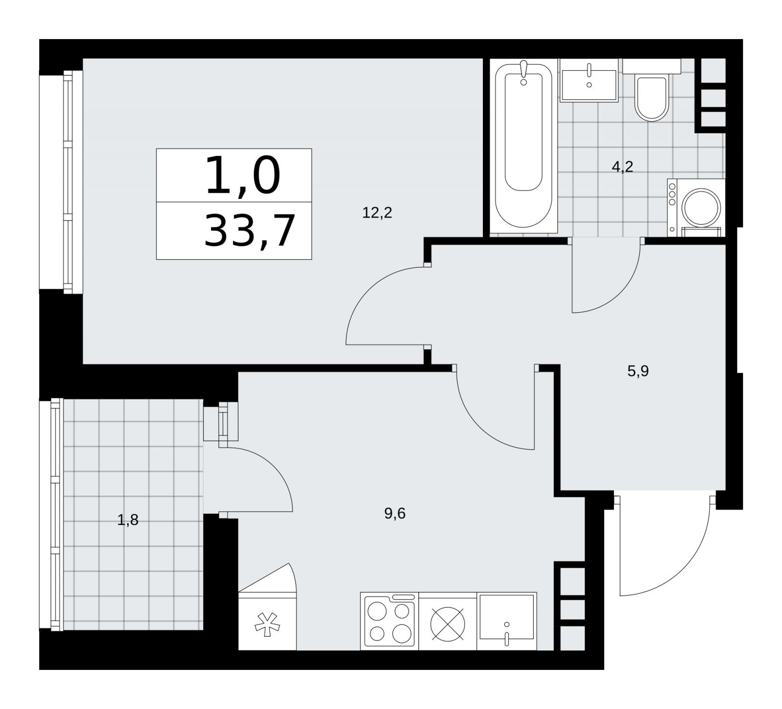 1-комнатная квартира в ЖК Дыхание на 23 этаже в 1 секции. Сдача в 2 кв. 2016 г.
