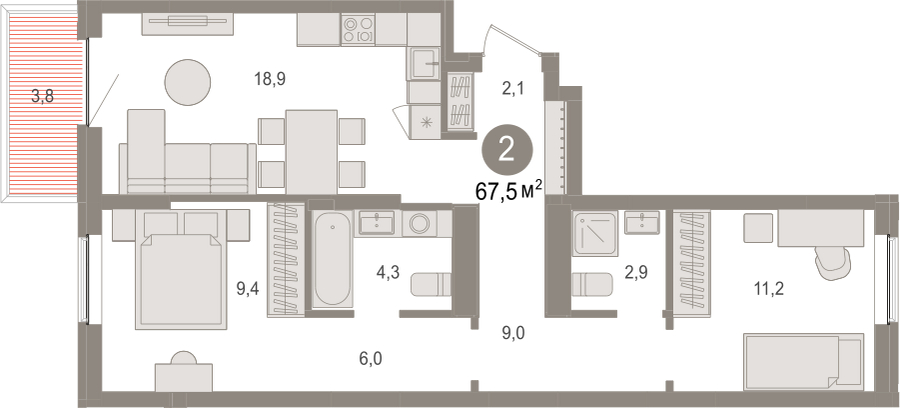 1-комнатная квартира с отделкой в ЖК Внуково 2017 на 8 этаже в 3 секции. Дом сдан.