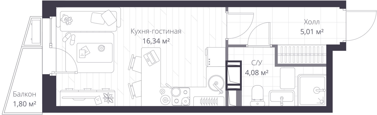1-комнатная квартира с отделкой в ЖК Внуково 2017 на 11 этаже в 4 секции. Дом сдан.