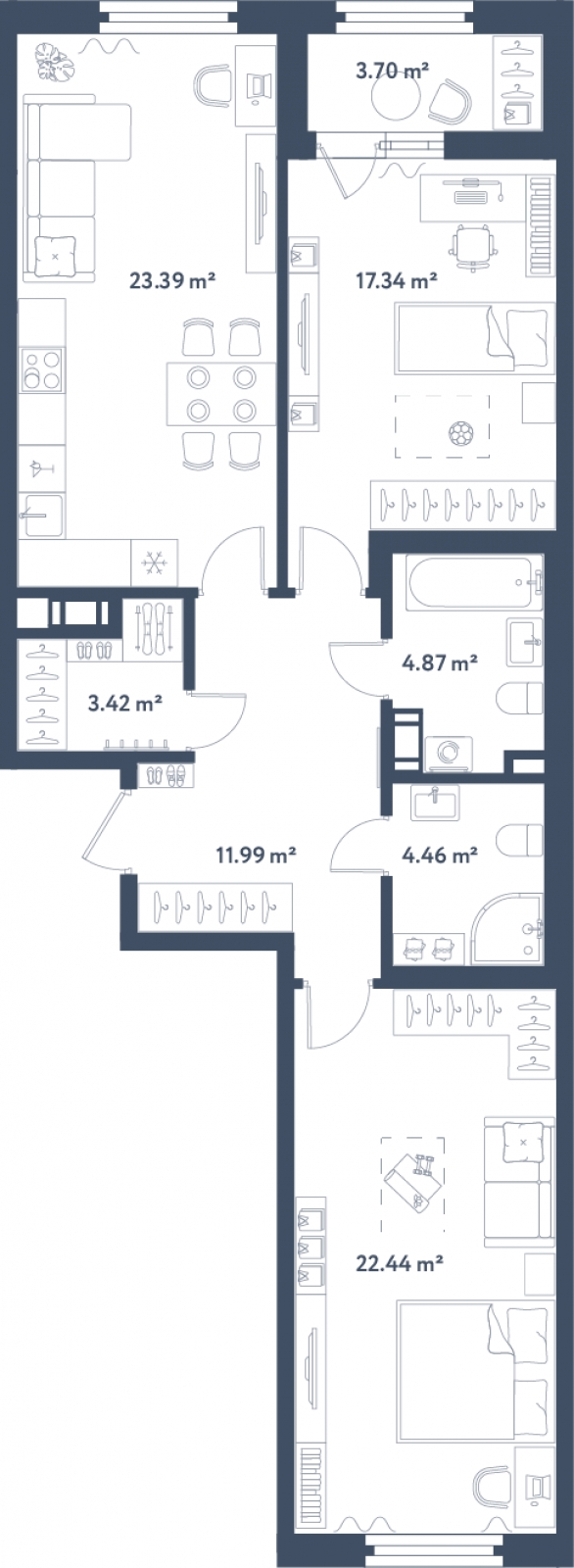 2-комнатная квартира в ЖК Царская площадь на 4 этаже в 10 секции. Сдача в 3 кв. 2018 г.