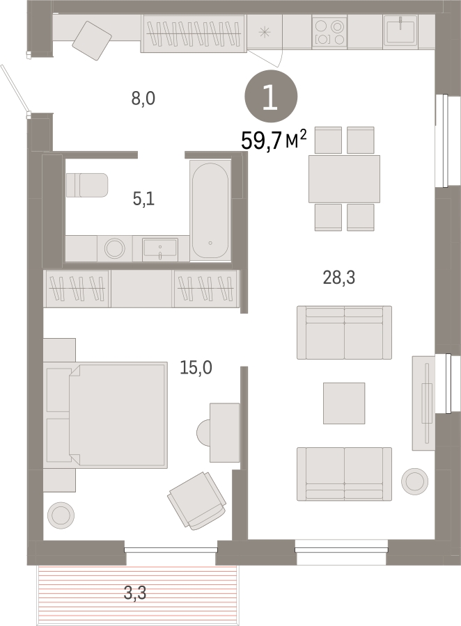 2-комнатная квартира с отделкой в ЖК Аннино Парк на 18 этаже в 1 секции. Сдача в 1 кв. 2019 г.