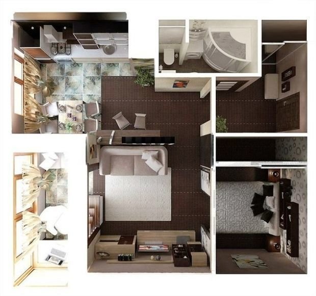 Фотография: Планировки в стиле , Малогабаритная квартира, Квартира, Студия, Хрущевка – фото на InMyRoom.ru