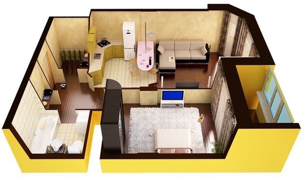 Фотография: Планировки в стиле , Малогабаритная квартира, Квартира, Студия, Хрущевка – фото на InMyRoom.ru