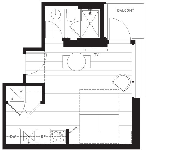 Планировка маленькой квартиры-студии с балконом