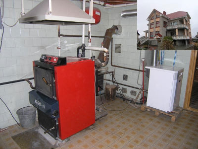 Пример отопительного котла для дома на твердом топливе.