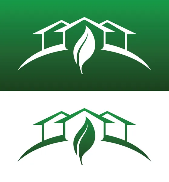 Зеленый дом концепции иконки как твердых, так и обратной — стоковый вектор